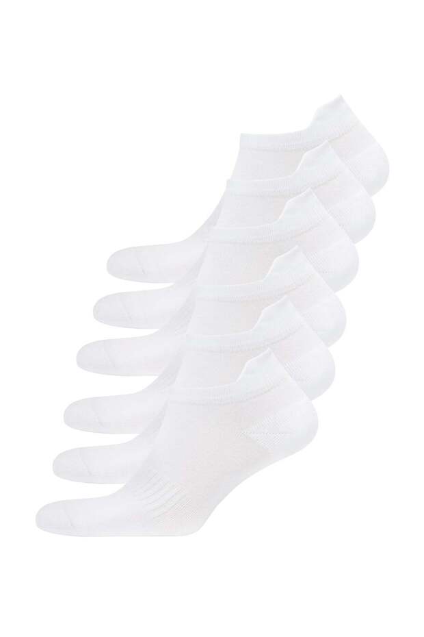 Set of 6 White Cotton Blended Men's Socks RUNNING