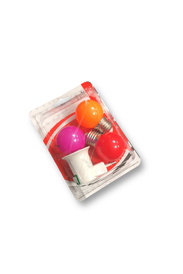 Açma Kapama Anahtarlı Duy Fişli E-27 Anahtarlı + 3 Adet Ampul E-27 1 w Renkli Vkm - 7