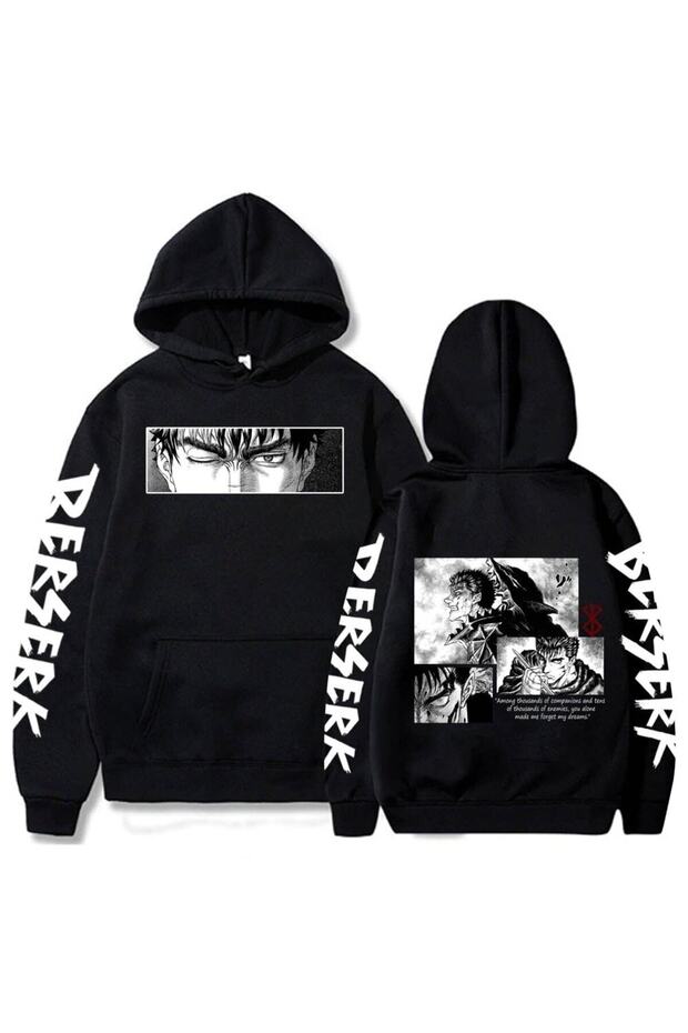 Unisex Berserk Guts Pattern Men's Hoodies 14715 Black