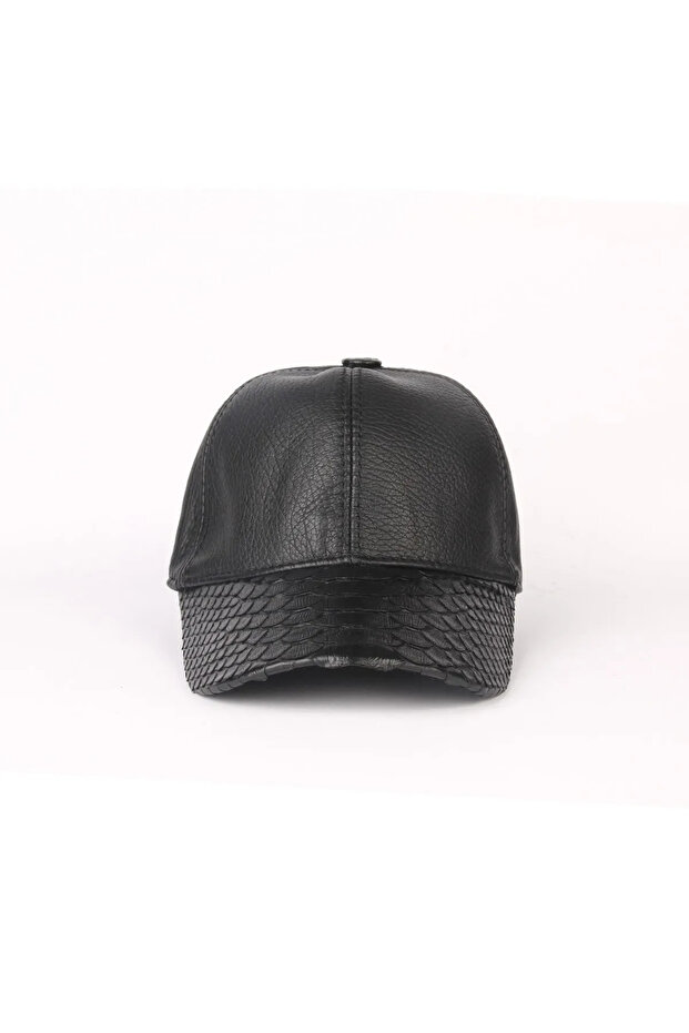 Genuine Leather Half Python Handmade Casual Unisex Baseball Cap - 2