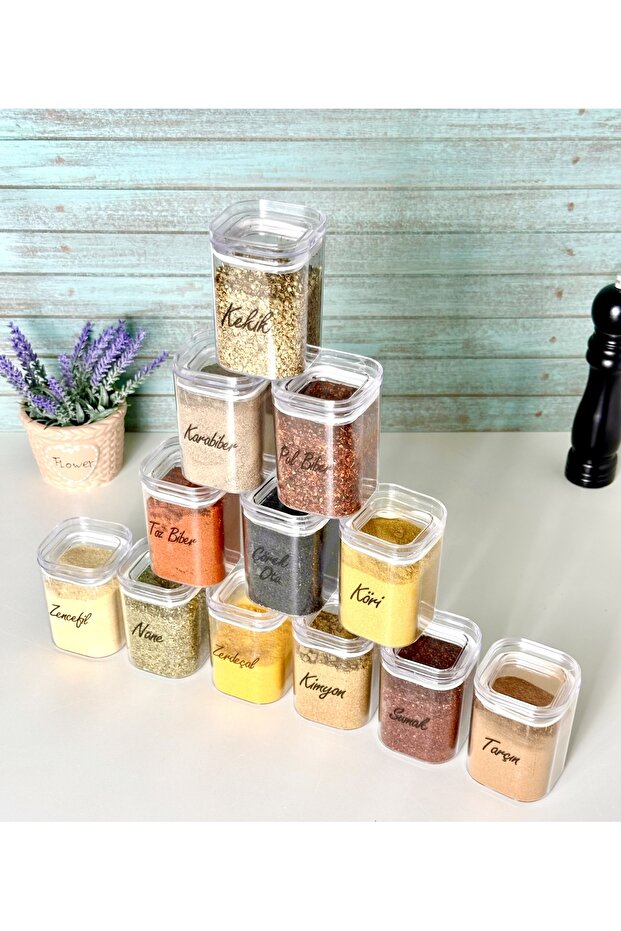 Labeled 12-Piece 200 Ml Acrylic Spice Jar Set Storage Container with Transparent Label - 3