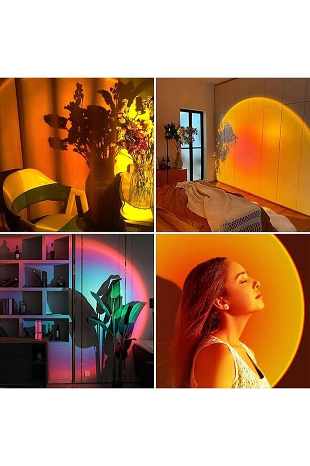 Gece Lambası Kumandalı Projektör Gün Batımı 16 Farklı Görüntü Sunset Lamp Yeni Nesil - 6