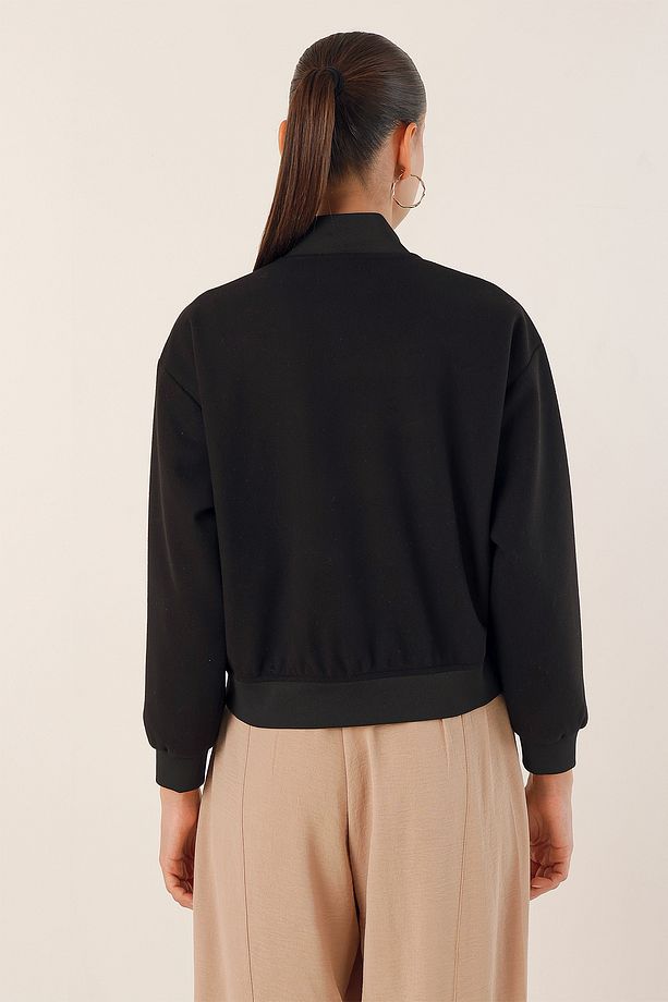 0688 Çift Cepli Crop Ceket - Siyah - 6