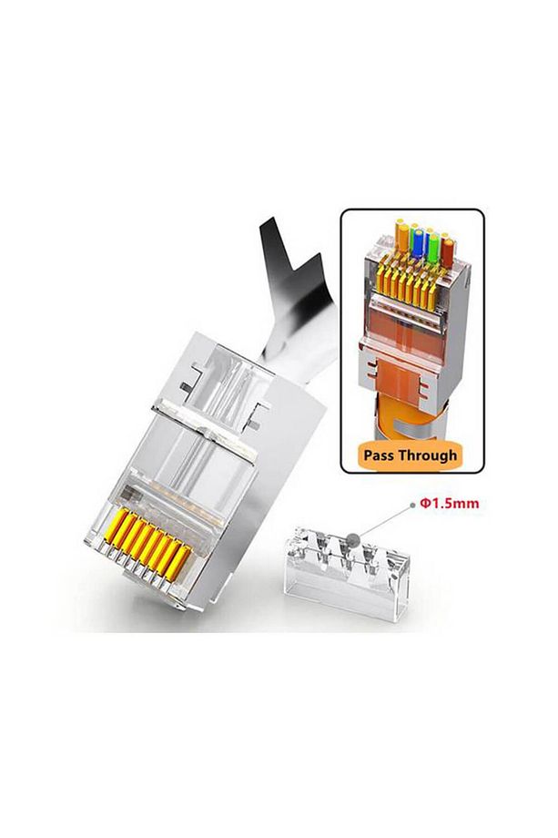 Cat7 Cat6a Ez Yeni Nesil Rj45 Ftp Delikli Metal Jak Konnektör - 50 Adet - 6