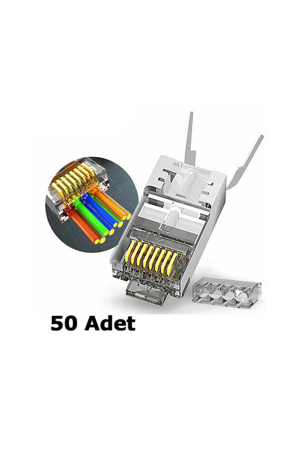 Cat7 Cat6a Ez Yeni Nesil Rj45 Ftp Delikli Metal Jak Konnektör - 50 Adet - 1