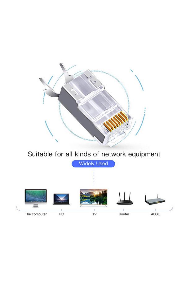 Cat7 Cat6a Ez Yeni Nesil Rj45 Ftp Delikli Metal Jak Konnektör - 50 Adet - 8