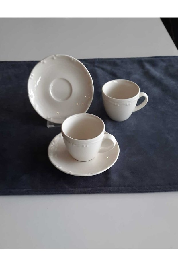 TULU PORCELAIN 4 PIECES TWO PERSON COFFEE CUP SET ECRU