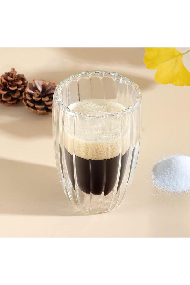 Isıya Dayanıklı Borosilikat Çift Çidarlı Burgulu 350 Ml Bardak DMR-2666 - 1
