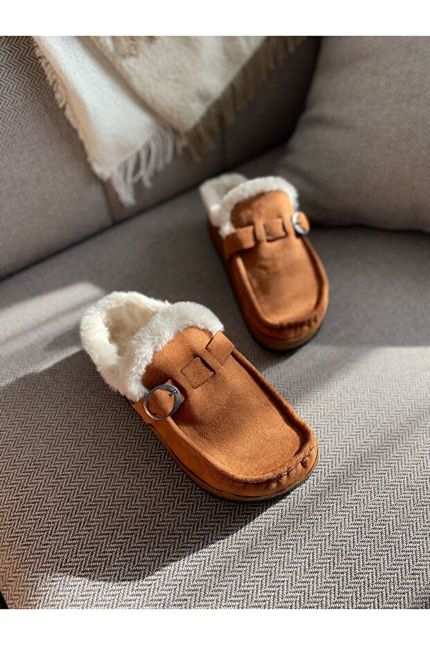 Tan Fur Inside Women's House Slippers