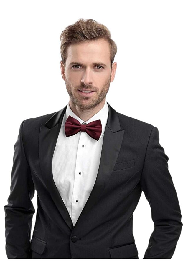 Men's Solid Color Satin Bow Tie - 1