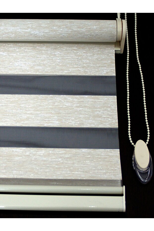 Simli Krem Bambu Zebra Stor Perde - 2