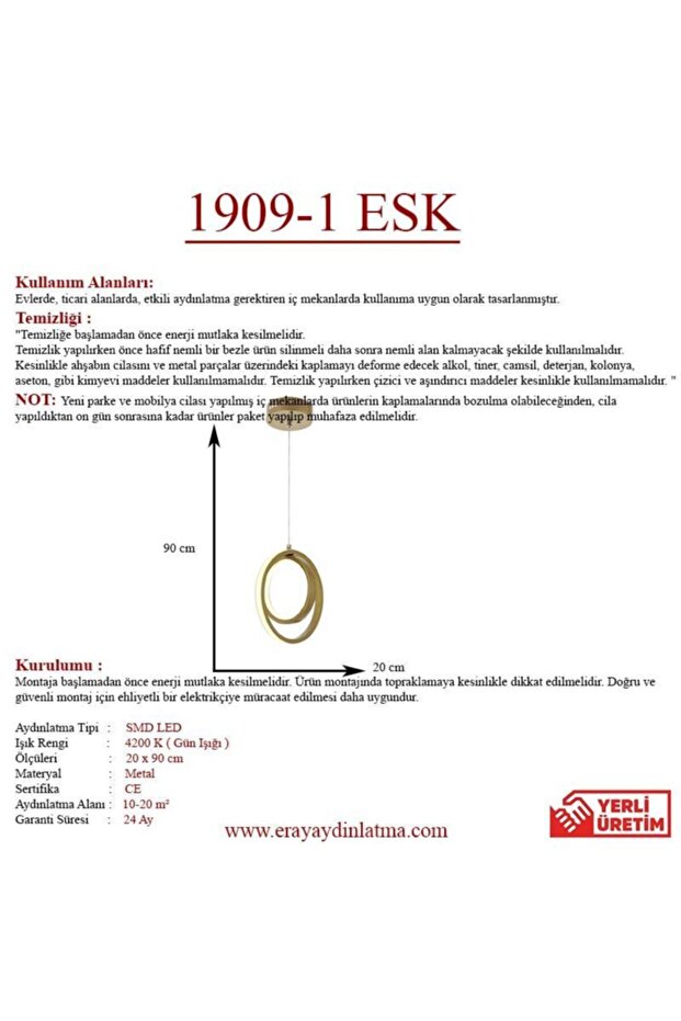 1909-1 Eskitme Tekli Led Avize - 3