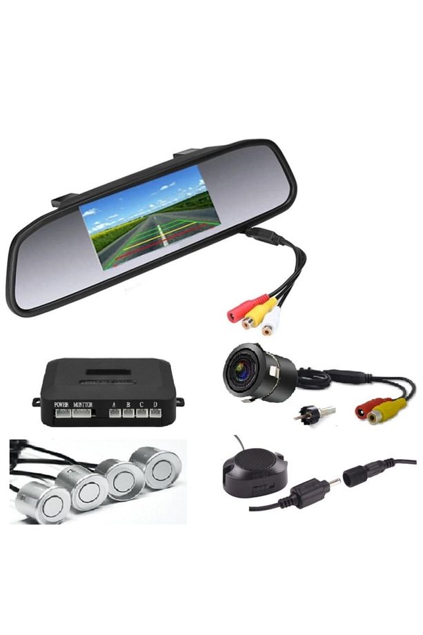 Kameralı Park Sensörü 4.3 '' Ayna Ekranlı Gri Sensör Full Set - 1
