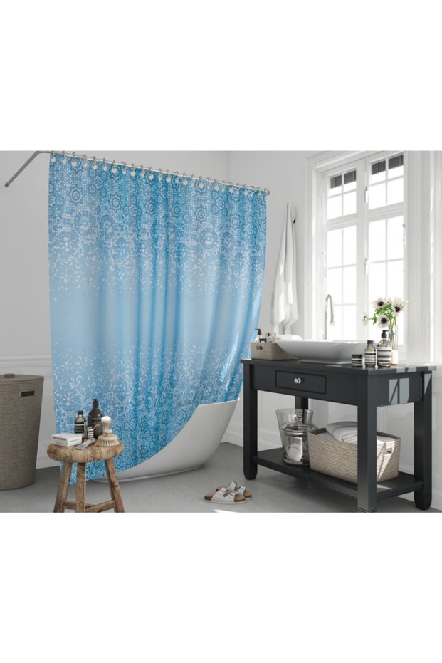 Bathroom Curtain 1X180X200 Single Wing Shower Curtain with Ring Gift Shower Cabin Curtain 6303
