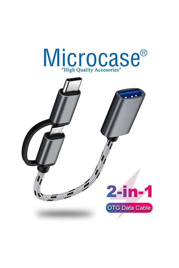 2in1 Type C To Micro Usb 3.0 Otg Adaptör - Siyah Al2598 - 2