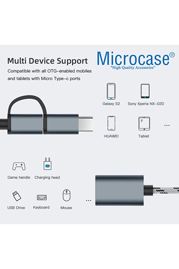 2in1 Type C To Micro Usb 3.0 Otg Adaptör - Siyah Al2598 - 3