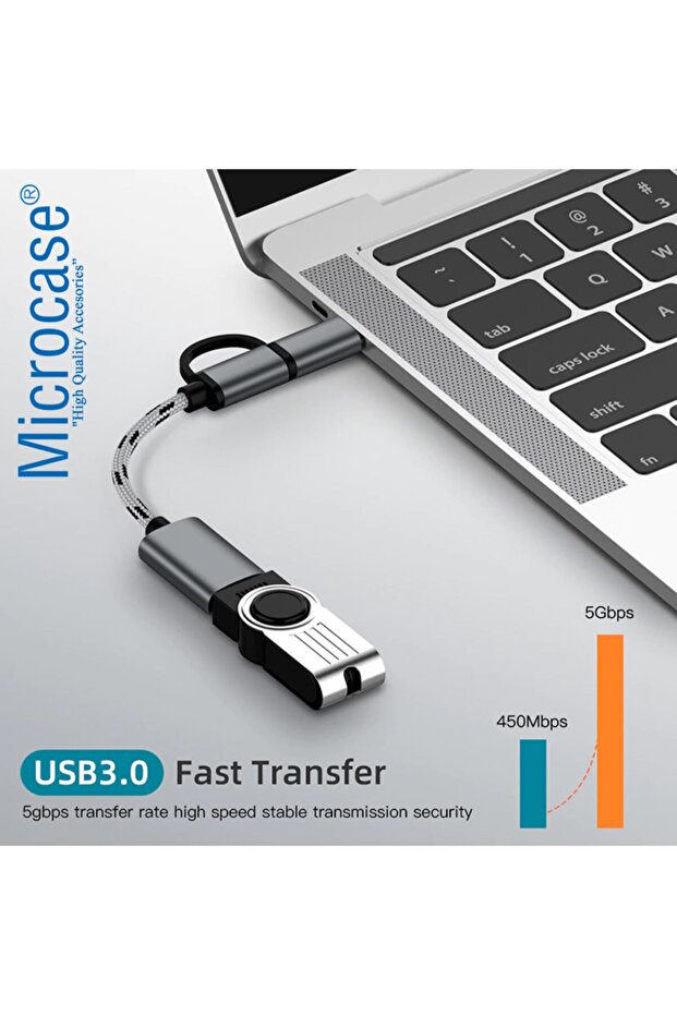 2in1 Type C To Micro Usb 3.0 Otg Adaptör - Siyah Al2598 - 4