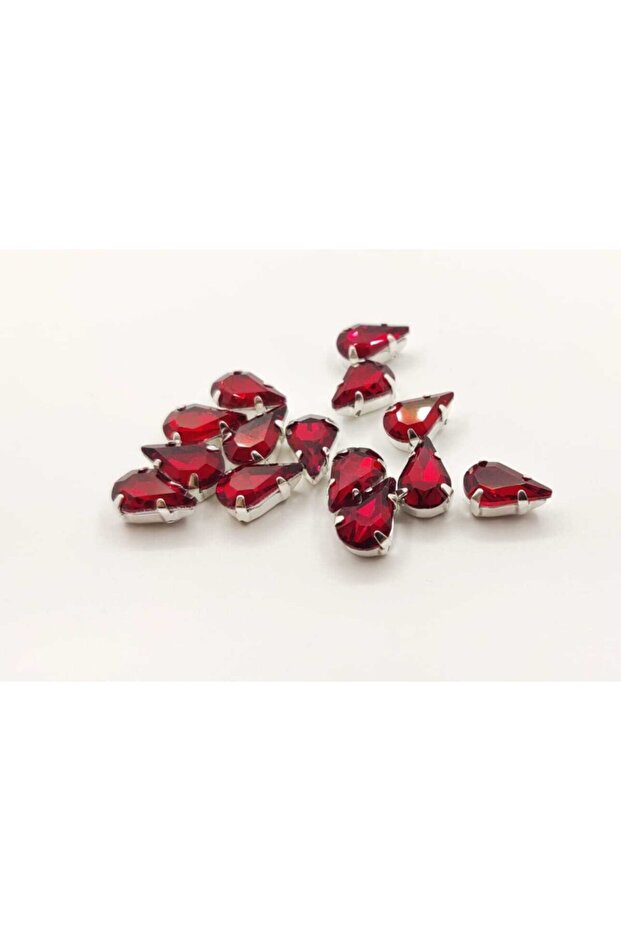 8x13 (1.3cm) Cased Strut Glass Stone Red 50 Pieces