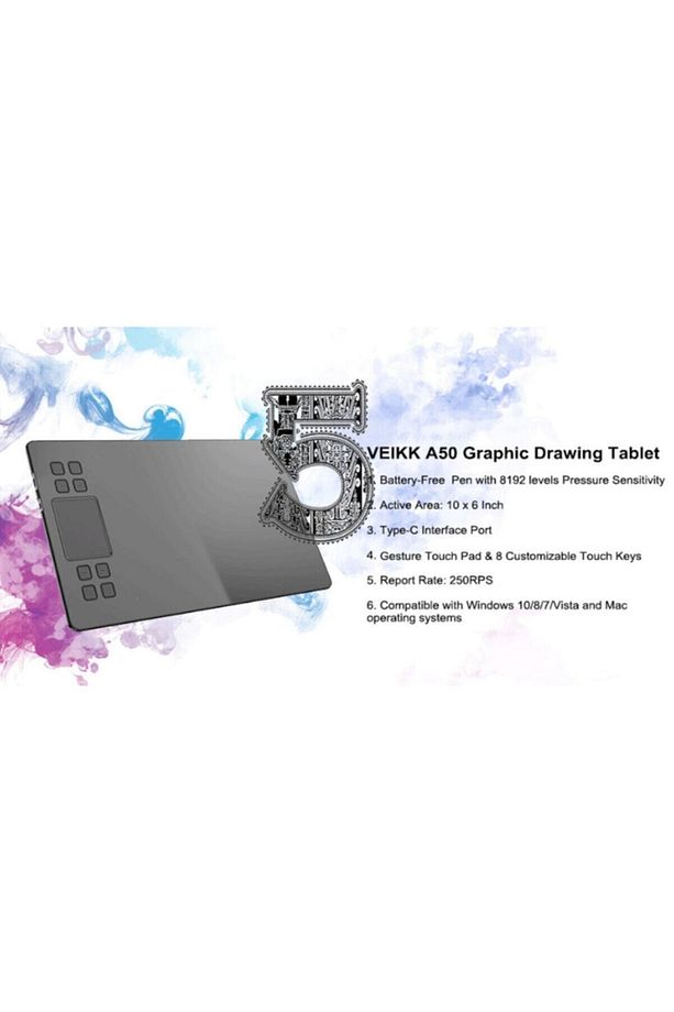 A50 8192 Levels 5080LPI Grafik Tablet + Kalem - 2