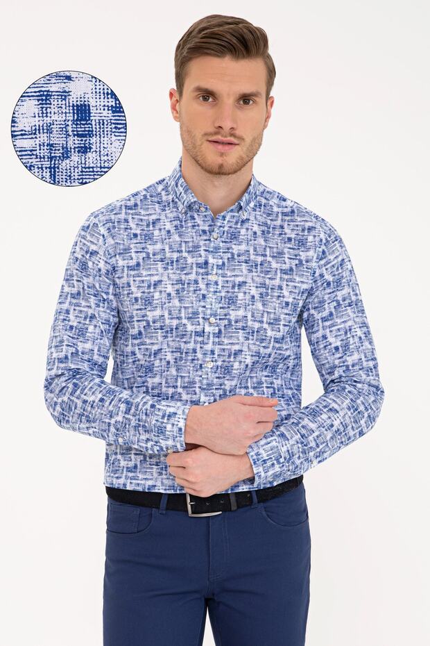 Navy Blue Slim Fit Shirt