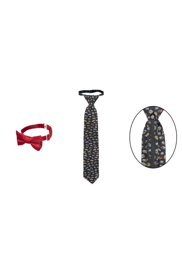 Çocuk Papyon Fermuarlı Kravat 2 Li Set - 1
