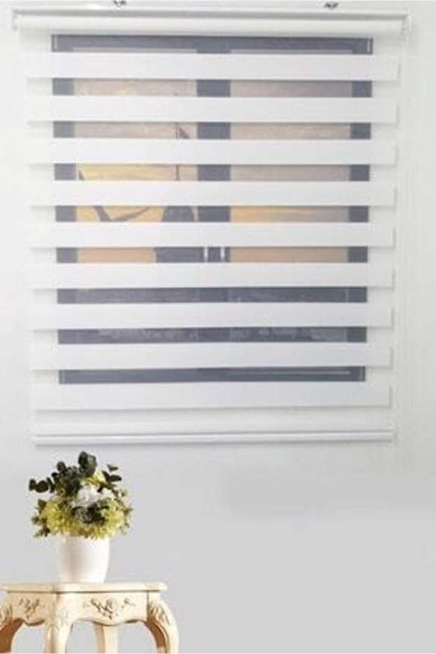 RÜYAPER Beyaz Bambu Zebra Perde - 1