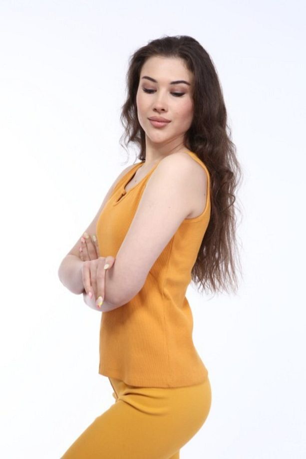 Hardal Fitilli Basic Kaşkorse Örme Atlet - 4