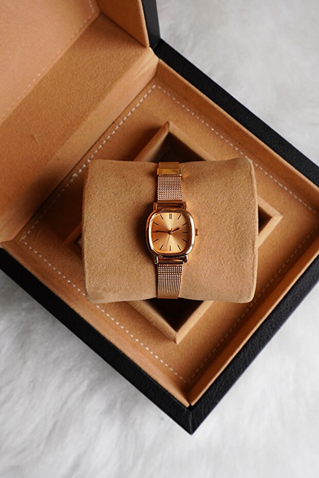 Gold Renk Hasır Kordon - Kadın Kol Saati - 2