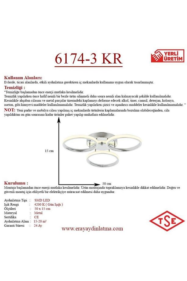 6174-3 Krom Led Avize - 4