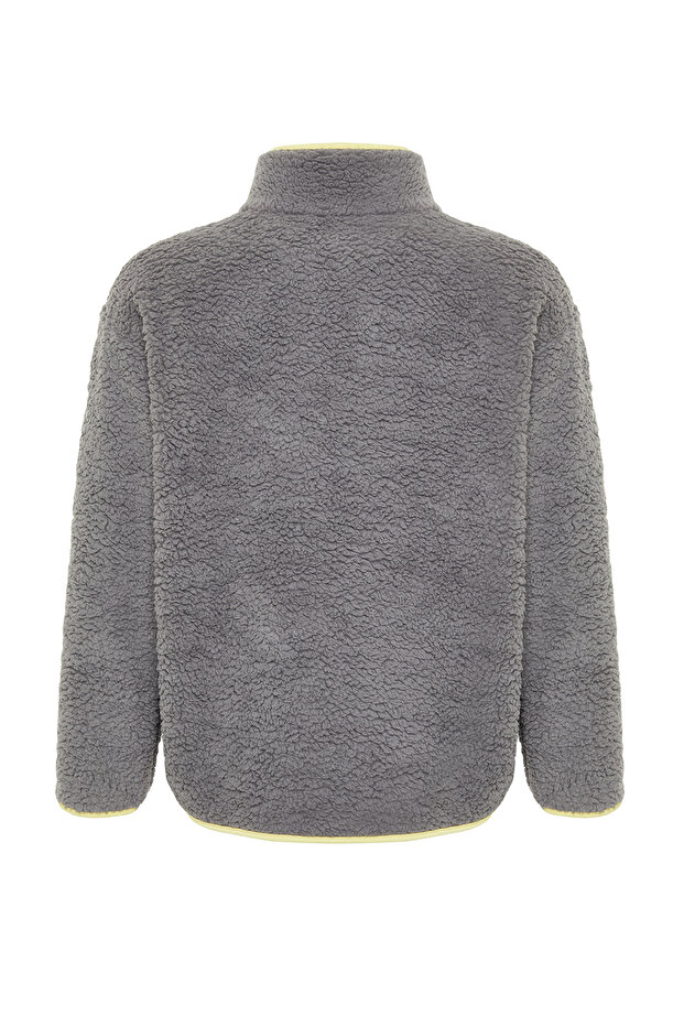 Gri Peluş Örme Spor Sweatshirt THMAW23SW00021 - 11