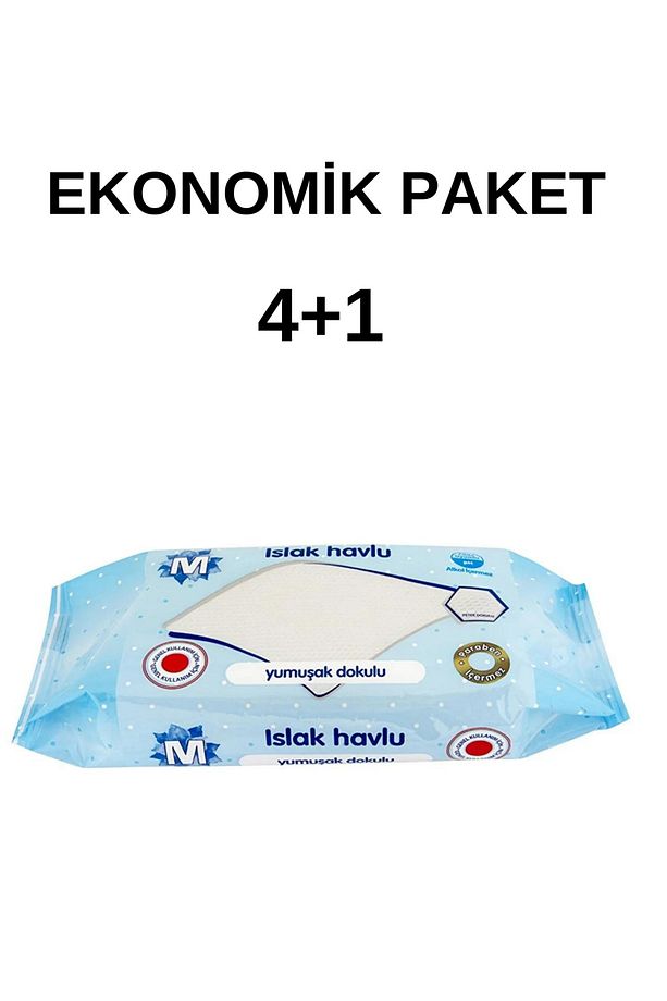 5 Li Paket Ekonomik Islak Havlu Islak Mendil Petek Dokulu Yumuşak Cilde Uyumlu Alkolsüz Parabensiz - 2
