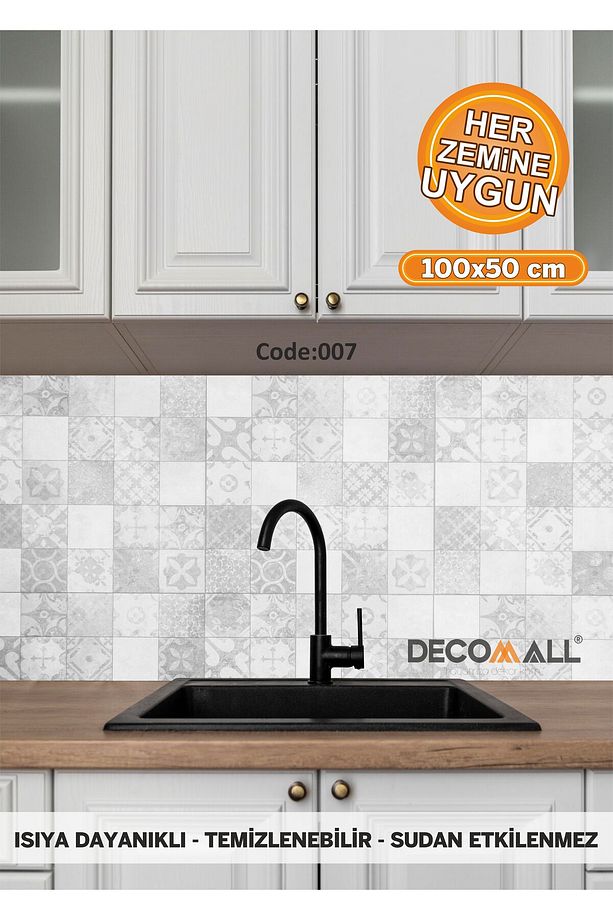 7 Code YAPIŞKANLI DESENLİ FOLYO DUVAR DOLAP MUTFAK TEZGAH ARASI FOLYO KAPLAMA(50x100cm) - 1