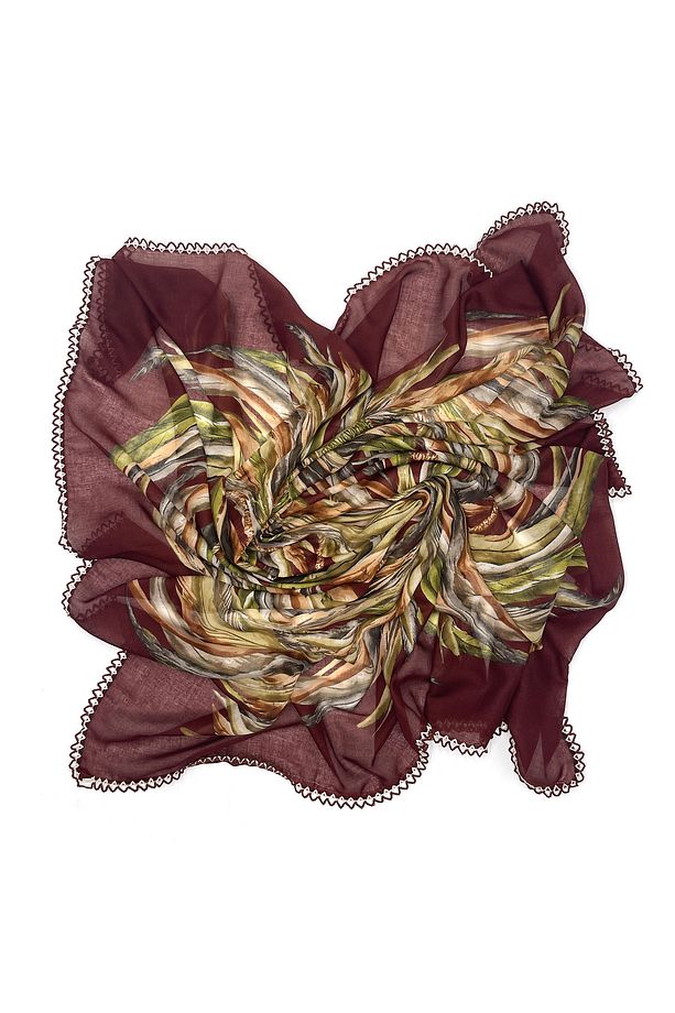 Kenarları Oyalı 7'li Set Pamuklu Yazma 100x100cm Eşarp Toptan Dağıtmalık - 6