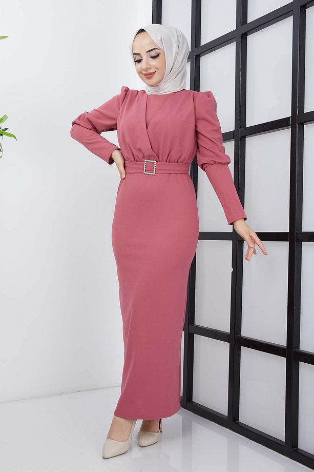 Aykız Krep Elbise - Gül Kurusu - 2