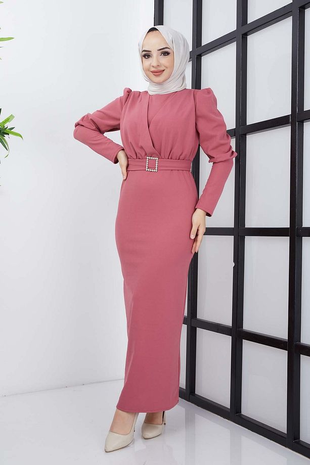 Aykız Krep Elbise - Gül Kurusu - 1