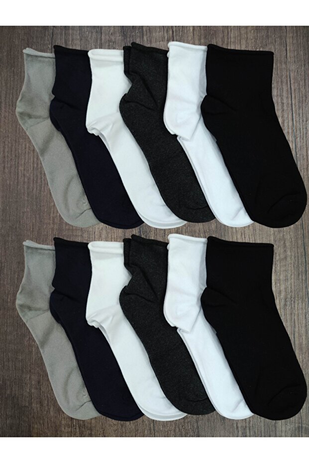 12 Pairs of Short Socks, Non-Rubber, Cotton, Seamless, Premium Series