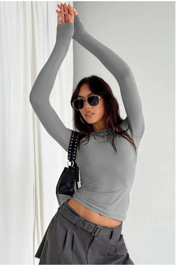 Crew Neck Basic Long Sleeve Body - 1