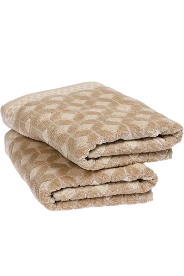 2' Li Decora Velvet Hand and Face Towel 50X90Cm * Beige