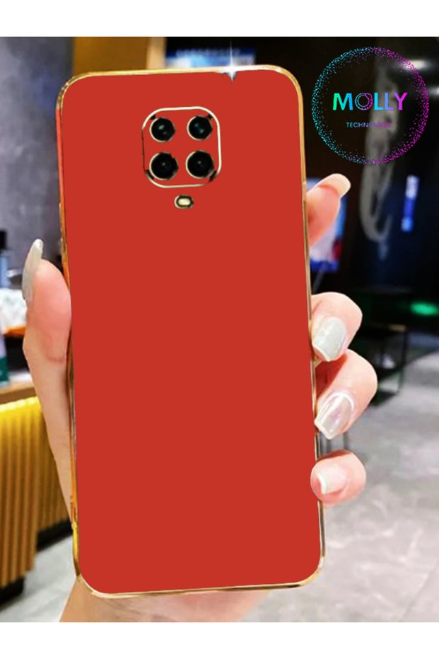 Luxury Silicone Case for Xiaomi Redmi Note 9 Pro with Hawthorn Red Edges Gold Detail