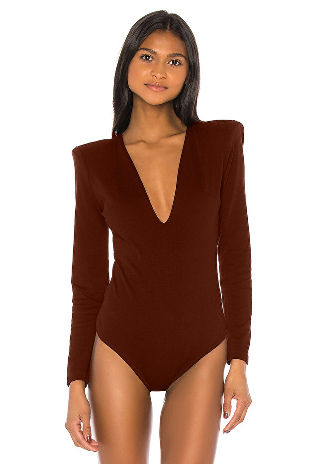 Women's Padded V-Neck Long Sleeve Bodysuit