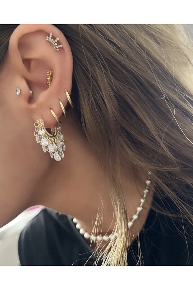 Taşlı Salkım Küpe - 1