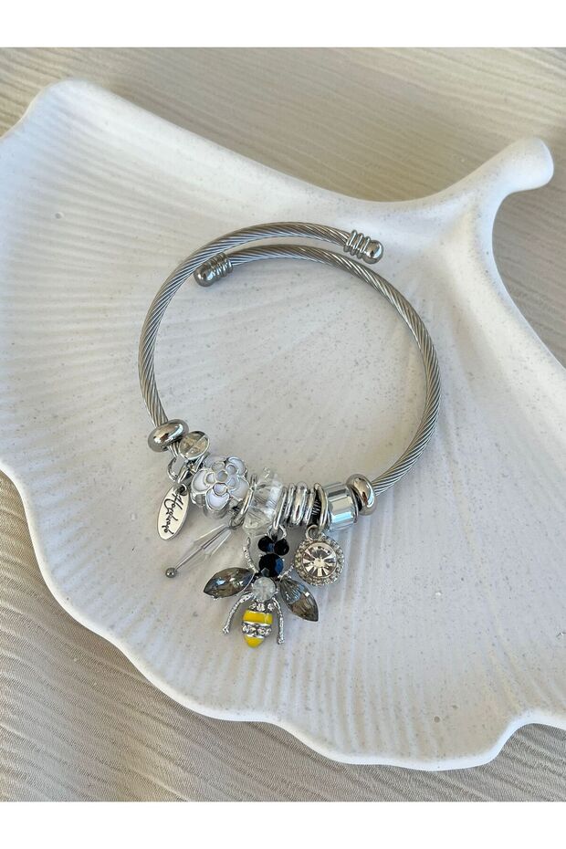 Çelik Model Bileklik Arı Charmlı - 1