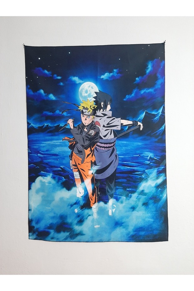 سجادة حائط بتصميم منقوش بخلفية زرقاء من Anime Naruto