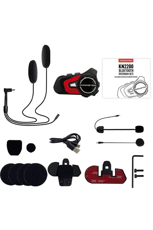 Kn2200 Motosiklet Kask Interkom Bluetooth Intercom Kulaklık Seti Kırmızı - 4