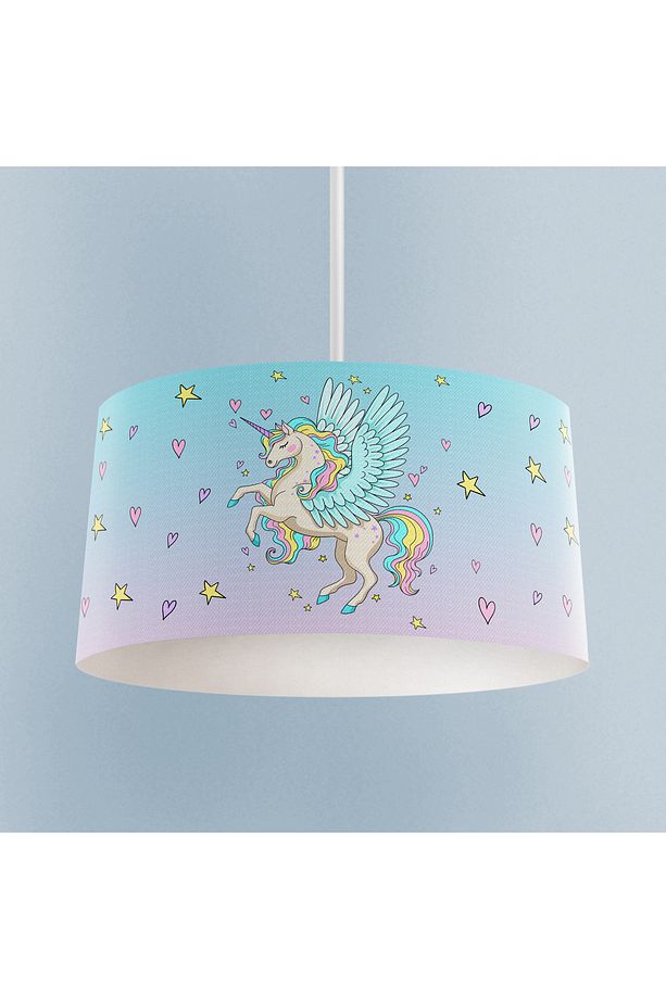 BEBEK VE ÇOCUK ODASI Uçan Unicorn Desenli Avize - 1