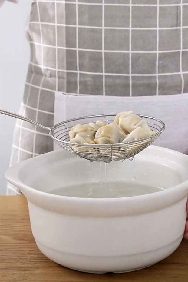 2'li Set Paslanmaz Çelik Kızartma Kevgiri, Yağ Süzgeci, Çelik Tel Kepçe, 13 Cm Ve 11 Cm Çap - 3