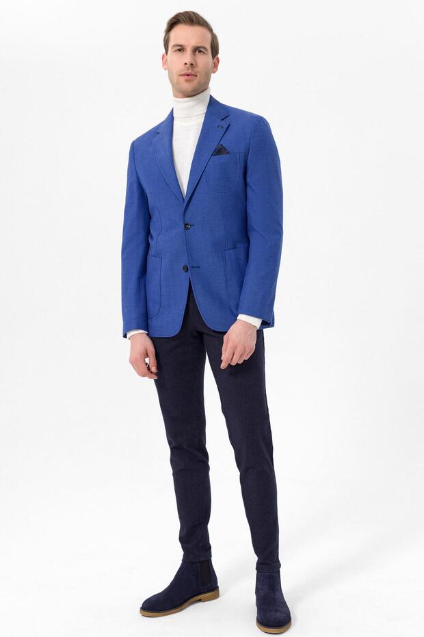 Slim Kalıp Armürlü Ceket - 4