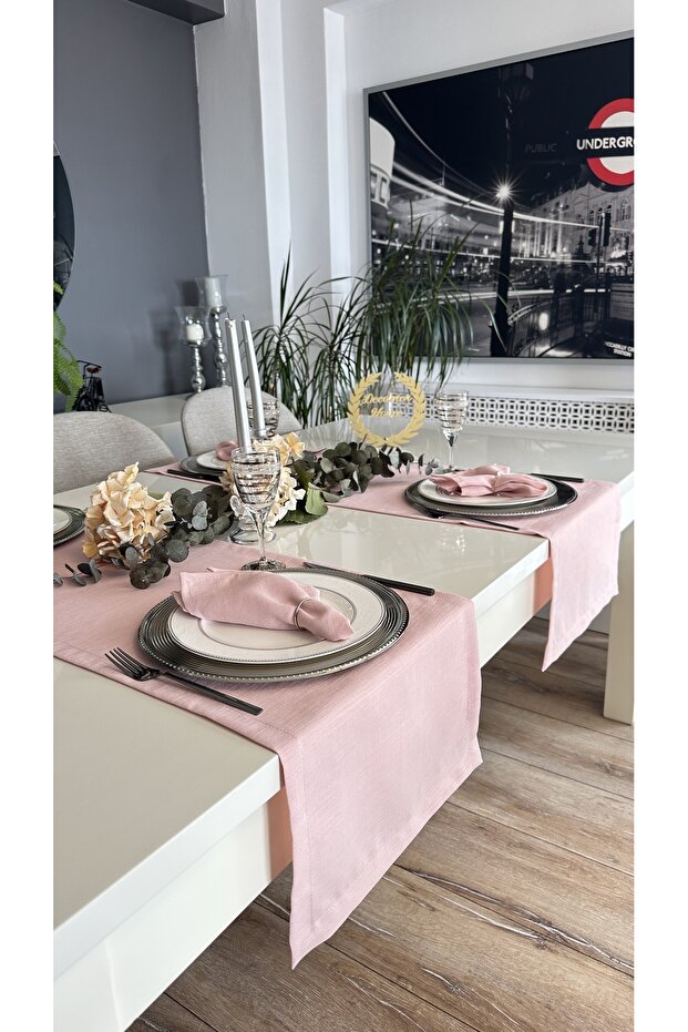 Royal Linen Textured Powder Pink Runner Short Runner 1 Piece (Napkin Not Included)