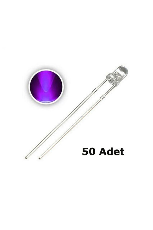 3mm Şeffaf Led Mor Led Diyot Arduino Led - 50 Adet - 1