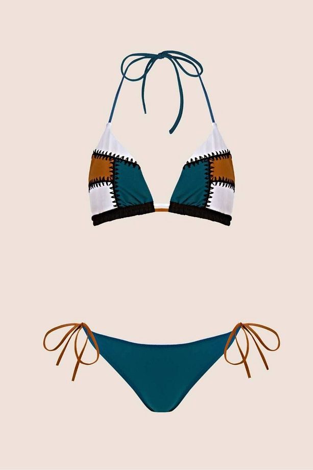 Ayyıldız 3413 Yeşil Nakış İşlemeli Bikini Takımı - 4